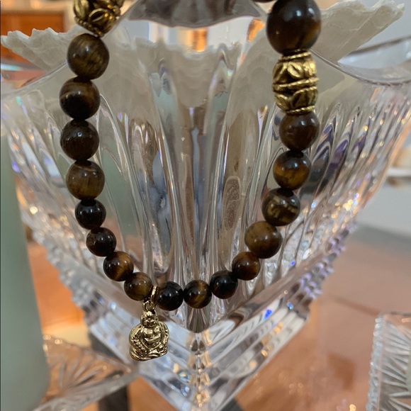 Brown Tiger Eye Beaded Buddha Bracelet - Picture 2 of 8